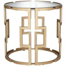 Geometric Tempered Glass And Gold End Table 3n102 Lamps Plus Gold End Table Glass End Tables End Tables