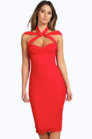 Strappy Top Detail Midi Bodycon Dress Boohoo Uk Midi Dress Bodycon Boohoo Dresses Bodycon Dress