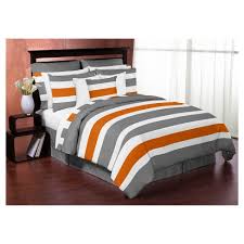Twin bedspread / coverlet & standard sham. Gray Orange Stripe Comforter Set Twin Sweet Jojo Designs Target