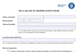 Document Declarația Pe Proprie Răspundere Pentru Ieșirea Din Casă Model Nou Prevăzută De Ordonanța 3 Edupedu
