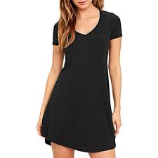 Womens Casual Short Sleeve Plain Pocket V Neck T Shirt Tunic Dress For More Information Visit Image Link This Is An Affiliat Casual Women Clothes Casual