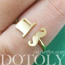 Adjustable Simple Mustache And Top Hat Ring In Gold Online Jewelry Store Girly Jewelry Mustache