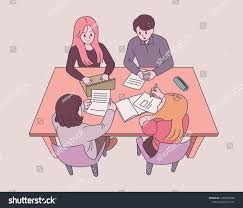 I've seen you do that. People Sitting Around The Table And Doing Team Work Hand Drawn Style Vector Design Illustrations A Team Work Illustration People Sitting Illustration Design