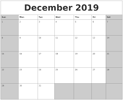 December 2019 Calanders