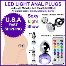 LED Light Up Butt Plug Toy Insert Stainless Steel Metal Jeweled Plated  Stopper | eBay