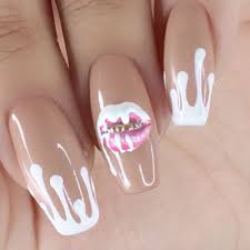 Follow Kingnae Vanitynofair Kylie Jenner Lip Drip Nails Drip Nails Kylie Nails Coffin Nails Designs Kylie Jenner Clip the acrylic nails as short as possible.