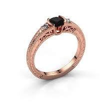 Looking for a ring with a little extra bling? Vintage Rose Gold Engagement Ring 0 69 Crt Black Diamond Anamaria Best Price