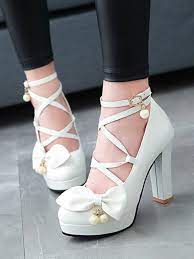 In dieser produktberatungs video erfahren allen damen die gerne pumps, highheels oder absatzschuhe tragen, wie sie diese upgraden können und aus den liebling. Weiss Runde Zehe Blockabsatz Perlen Schleife Schnurung Susse High Heels Pumps Schuhe Damen Pumps Schuhe