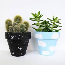 Hand Painted Plant Pot Clouds Painted Pots Diy Flower Pot Design Painted Plant Pots