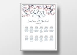 Wedding Seating Chart Poster Diy Editable Powerpoint Template Range Cherry Blossom Navy Blue And Pink