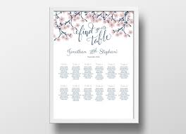 wedding seating chart poster diy editable powerpoint template range cherry blossom navy blue and pink