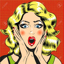 ポップアートびっくり開口漫画イラスト女性顔のイラスト素材・ベクタ - Image 74476960.