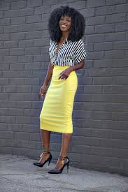 Black And Yellow Skirt Outfit Striped Shirt Yellow Pencil Skirt Style Pantry Yellow Pencil Skirt Fashion Skirt Fashion