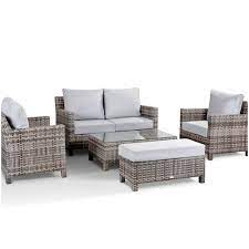 Seats and footrests can be concealed under the table when not in use. Santa Fe Grey Rattan Garden Set Rattan Garden Set Garden Sofa