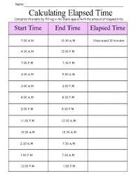 calculating elapsed time worksheet worksheets math instruction elementary 