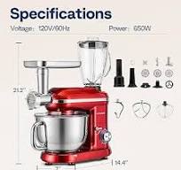 VIVOHOME 3-in-1 Stand Mixer, 6 Quart Electric Tilt-Head Kitchen Mixer with  Bowl, Multifunctional Food Mixer with Meat Grinder and Blender Attachments,  ...
