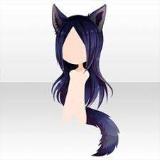 ヘアスタイル ウルフガールロングブラック マンガヘア アニメの毛 髪型のスケッチ