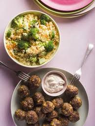 This mediterranean bowl couscous recipe is a fast weeknight dinner! Nadia Lim S Moroccan Meatballs With Couscous Salad Couscous Recipes Food Meals