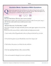 Quotation Marks Quotations Within Quotations Grammar Worksheets Punctuation Worksheets Kindergarten Worksheets Sight Words Quotations