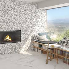 Comment Customiser Votre Cheminee Avec Notre Mosaique Salon Moderne Et Lumineux Mosaique Carrelage Blanc En 2019 Carrelage Salon Carrelage Et Tuile