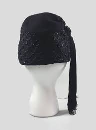 Vintage Women S Fez Hat 1940s 1950s Hat Navy Blue Beaded Bucket Hat Or Fez With Long Tassel Yeager New York Vintage Ladies Blue Wool Hat Women