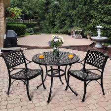 Stabilizes and aligns patio umbrellas; Black Dark Bronze Outdoor Round Cast Aluminum Bistro Table Nuu Garden 36 Inch Patio Table With Umbrella Hole Tables Patio Lawn Garden Signtech Com Vn