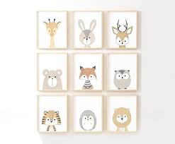 Woodland Animals Prints Gender Neutral Nursery Decor Etsy Animal Nursery Decor Woodland Animal Prints Nursery Decor Neutral