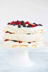 Pavlova Layer Cake with Whipped Cream & Berries