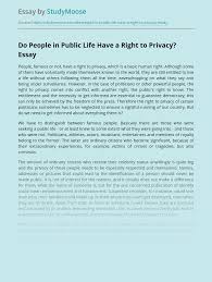 The alternative plural 'persons' exists but is only used in technical language there is another noun, singular 'people' and plural 'peoples', which means nation/tribe. Do People In Public Life Have A Right To Privacy Free Essay Example