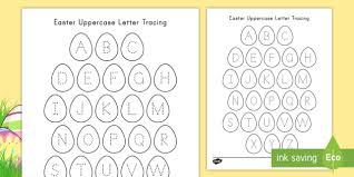 You'll also notice that each letter has arrows to show you how to correctly form the letter. Easter Uppercase Alphabet Tracing Worksheet Worksheet