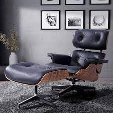 Lounge Chair And Ottoman Black 100 Italian Genuine Full Grain Leather With Palisander Wood Everyone Loves Walmart Com Lounge Chair With Ottoman Leather Lounge Chair Living Room Recliner