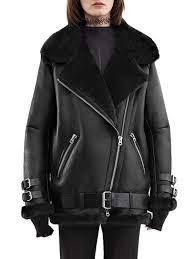 Black Faux Shearling Lining Biker Jacket Choies Com Shearling Jacket Women Leather Jackets Women Biker Jacket