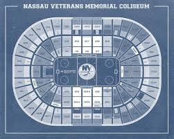 Print Of Vintage Nassau Veterans Memorial Coliseum Seating Chart On Your Choice Of Photo Paper Matte Paper Or Stretched Canvas