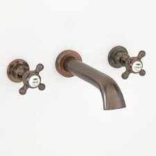 Robinet Salle De Bain Mural A Double Poignee Robinet De Style Antique Fini En Laiton Poli 6110541670694