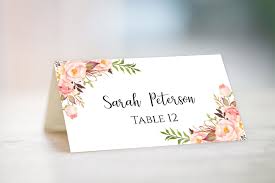 Wedding Place Card Template Fully Editable Diy Peony Flowers Table Name Cards Place Card Template Wedding Place Cards