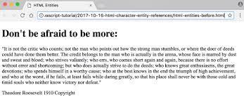 Html Character Entity References