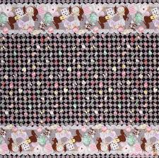 Black Alice In Wonderland Fabric Black Grey With Double Border Alice In Wonderland Theme Oxford Fabric From Japan Alice In Wonderland Oxford Fabric Alice In Wonderland Theme