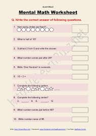 Math for week of july 19. Mental Maths Worksheets Grade 1 Set 1 Elearnbuzz