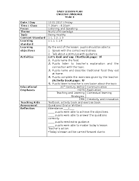 *today's lesson will be carried forward due to _. Doc Daily Lesson Plan English Language Year 3 Krishnaveni Achebabu Academia Edu