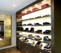 Shoe Display W Back Lit Led Lighting Designed By La Closet Design Shoe Shelves Closet Design Shoe Display