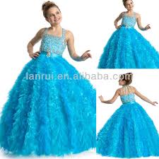 Halter Turquoise Full Length Ball Gown Organza Puffy Flower Girl Dress Of 9 Years Old 79 149 Flower Girl Dresses Blue Wedding Dresses For Kids Girl Fashion