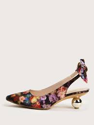Buy women's floral patterned heels and get the best deals at the lowest prices on ebay! Floral Pattern Bow Decor Slingback Heels Shein In