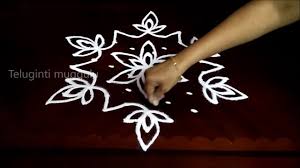 Easy Flowers Kolam Designs With 9 5 Middle Chukkala Muggulu With Dots Kolam Designs Rangoli With Dots Rangoli Designs