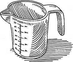 Hand Drawn Vector Drawing Of A Measuring Cup Black And White Sketch Black And White Sketches Drawings How To Draw Hands