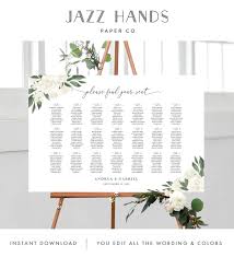 Wedding Seating Chart Template With Greenery And White
