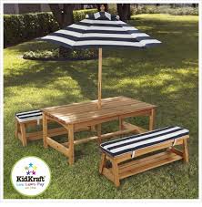 This Outdoor Table And Chair Set Is Perfect For Entertaining Fashioned Of Durable Weather Resistant Wo Outdoor Picnic Tables Kids Outdoor Table Outdoor Tables