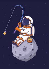 Astronaut Star Fishing Poster Print By Yellowline Displate Astronaut Illustration Space Drawings Space Artwork