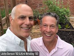 Class of 1982 graduates (l-r) Greg Sondern, John Gerson, Adam Sachs and  Henry Newell gathered together at the St. Louis home of Kirk Wrobley for a  summer bash (“Wrobapalooza II”) with Kirk's