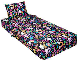 Can i use sheets with camping cots? Jersey Knit 3 Piece Cot Size Sheets Set Peace And Love Black