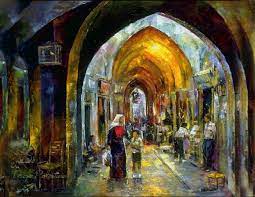 لقدس البلدة القديمة رسم الفنان الراحل اسماعيل شموط palestine art art painting